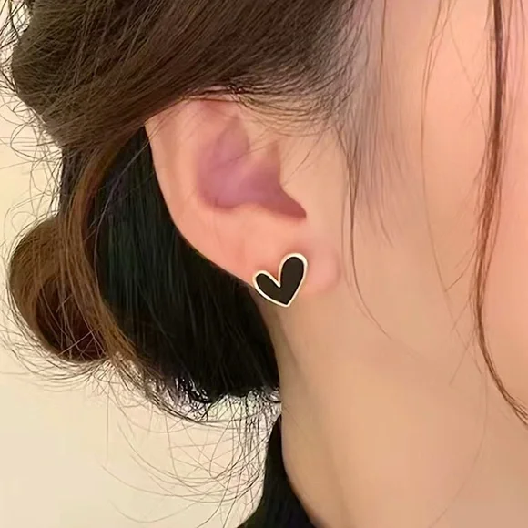 (3/$15) Black Heart Stud Earrings ✨🖤 - Picture 2 of 3